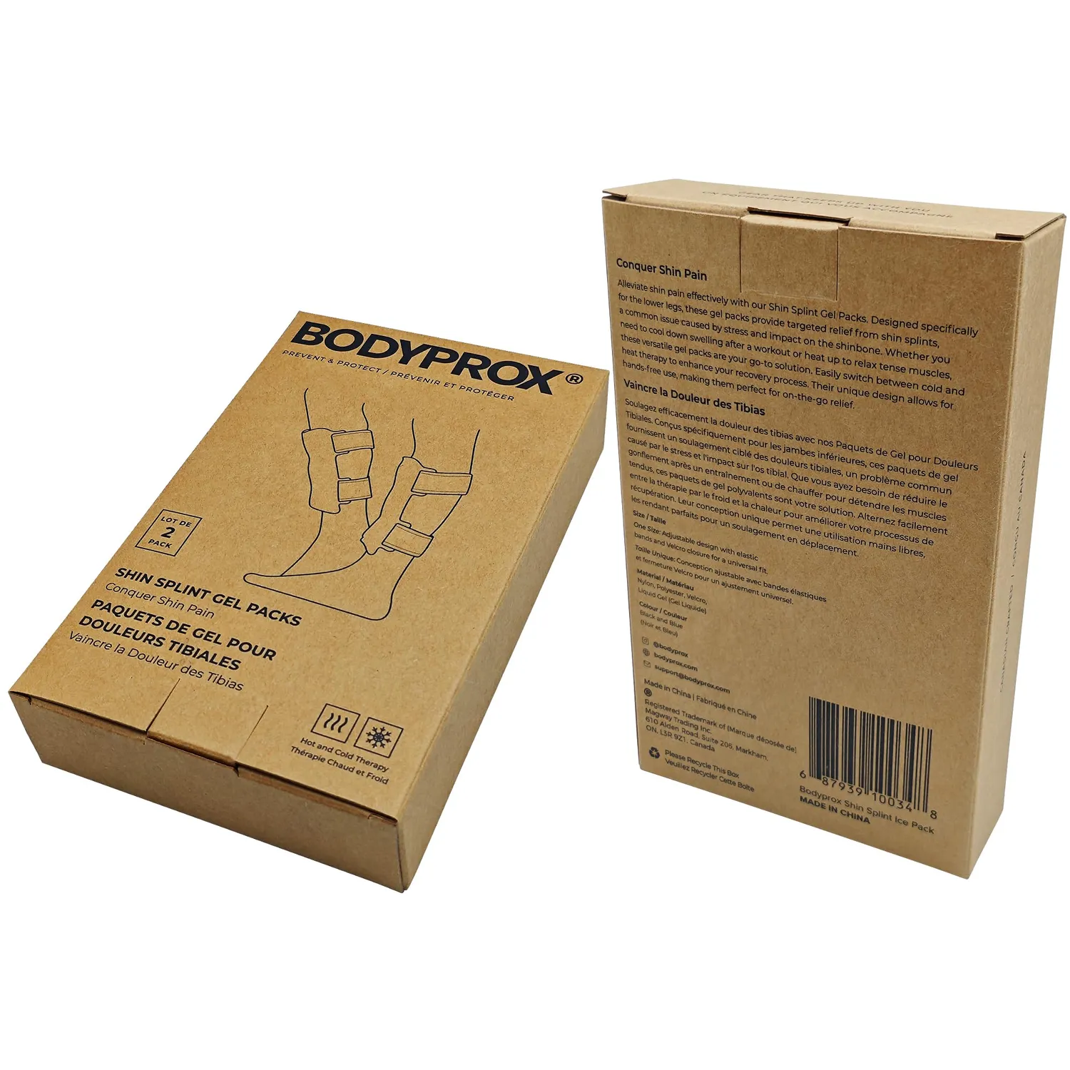 Bodyprox impacco ghiaccio tibia 2 pezzi freddo caldo
