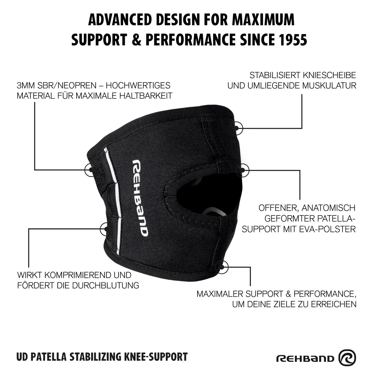 Rehband X-Stable Patella ginocchiera rotula nero