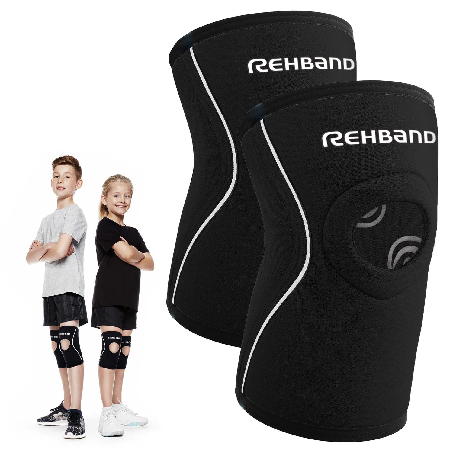 Rehband Open-Patella Knee Sleeve Junior ginocchiera bambino nero