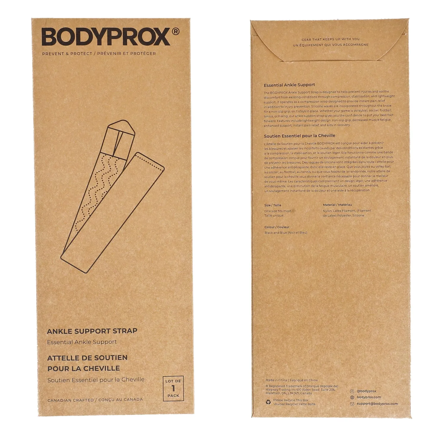 Bodyprox tutore caviglia compressione nero regolabile