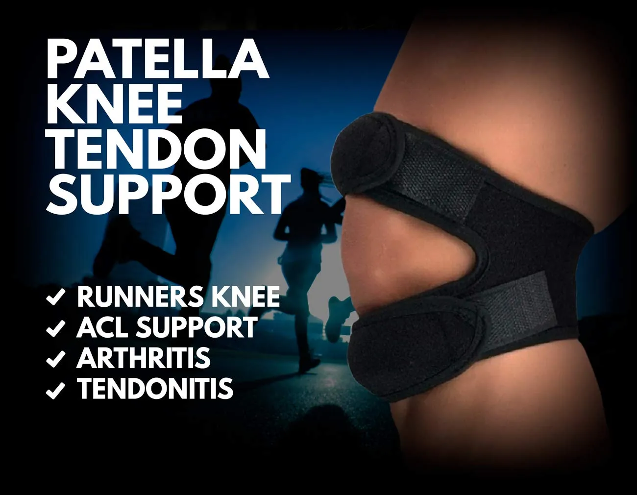 VITTO fascia rotulea ginocchio nero regolabile