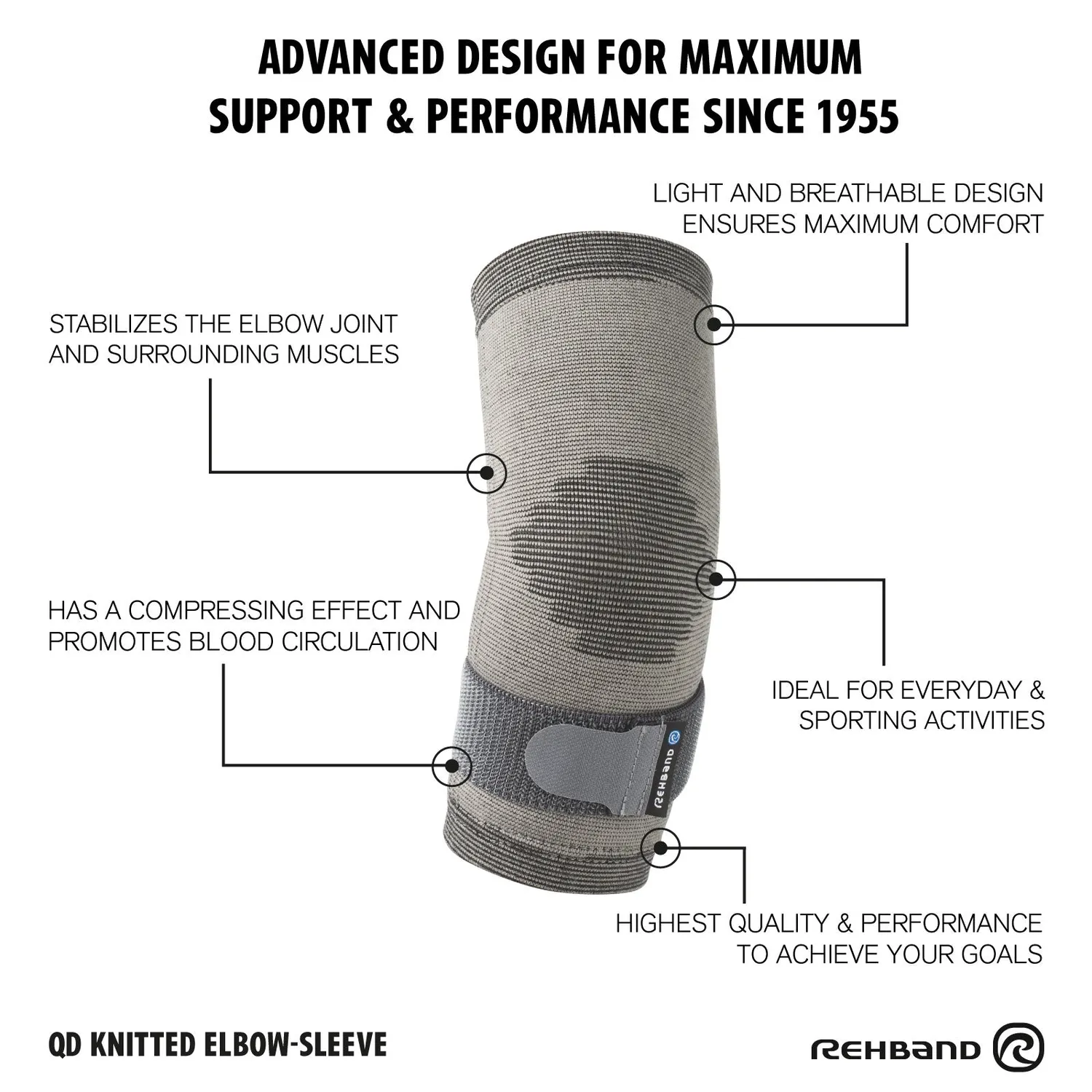 Rehband QD Gomitiera Elastica Grigia Singolo