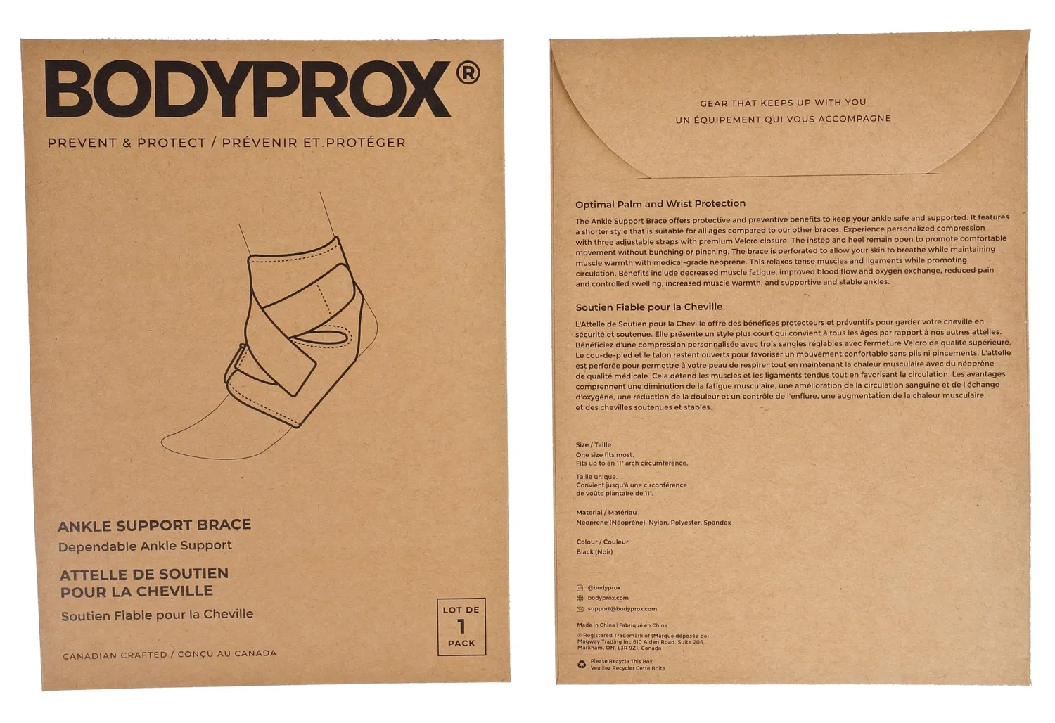 Bodyprox cavigliera neoprene traspirante regolabile unica