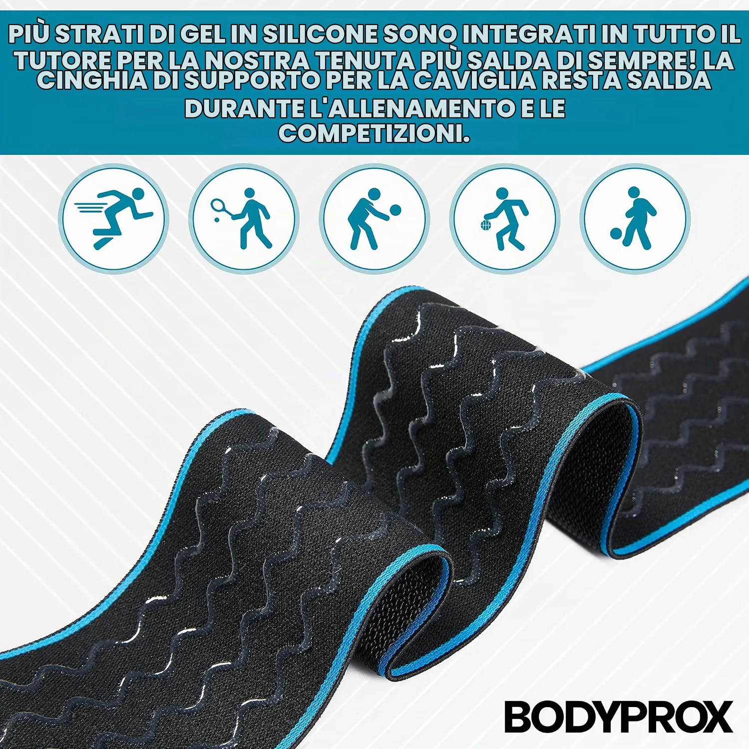 Bodyprox tutore caviglia compressione nero regolabile