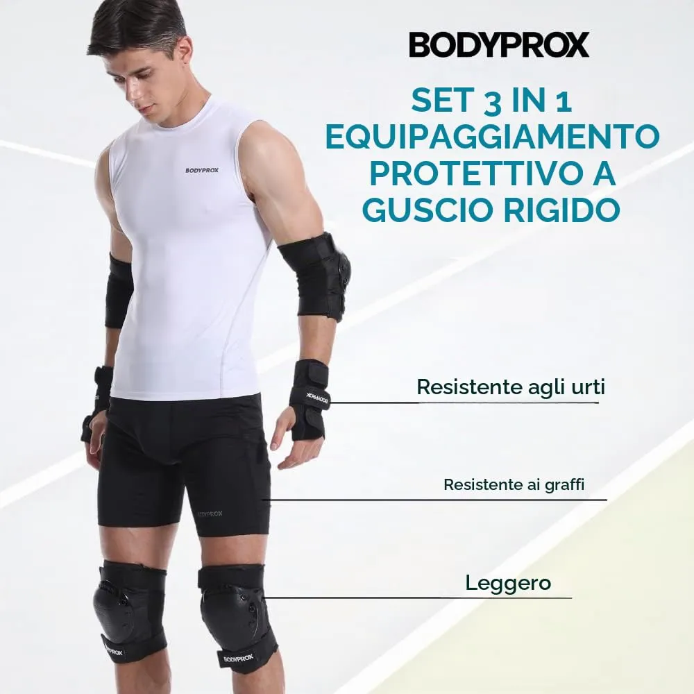Bodyprox Set Protezioni skate M ginocchia gomiti polsi