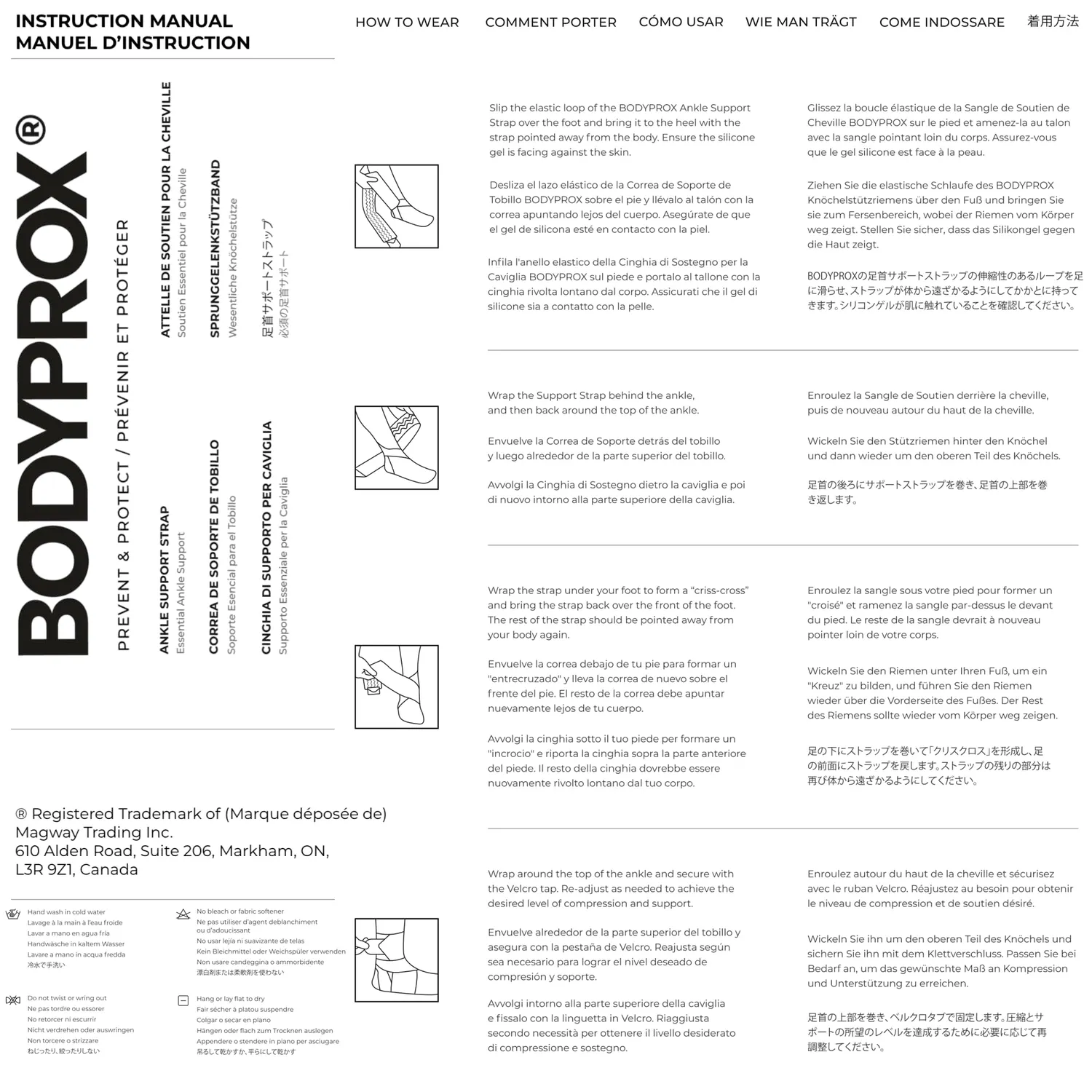 Bodyprox tutore caviglia compressione nero regolabile