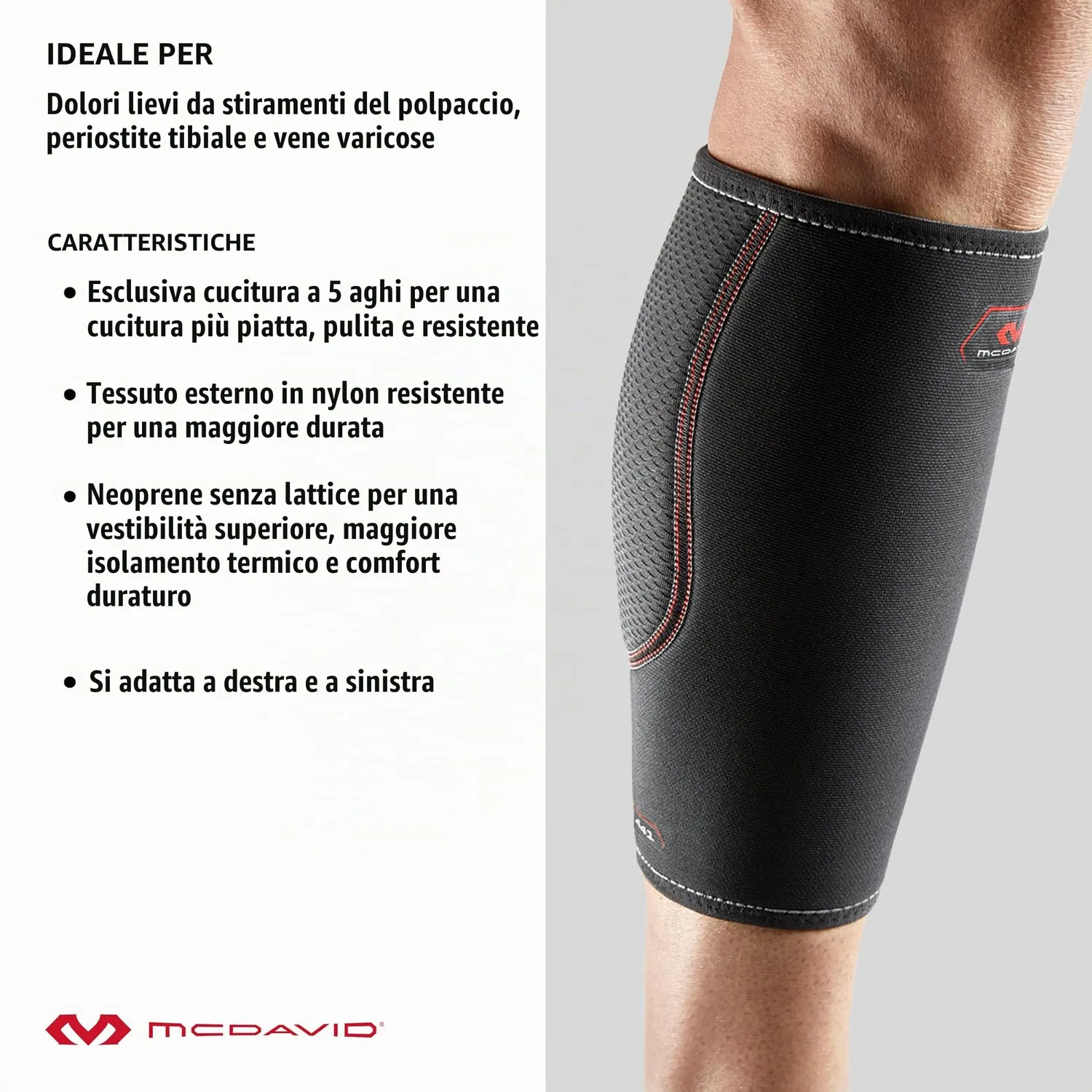 McDavid 441 Supporto Polpaccio M nero grigio termico