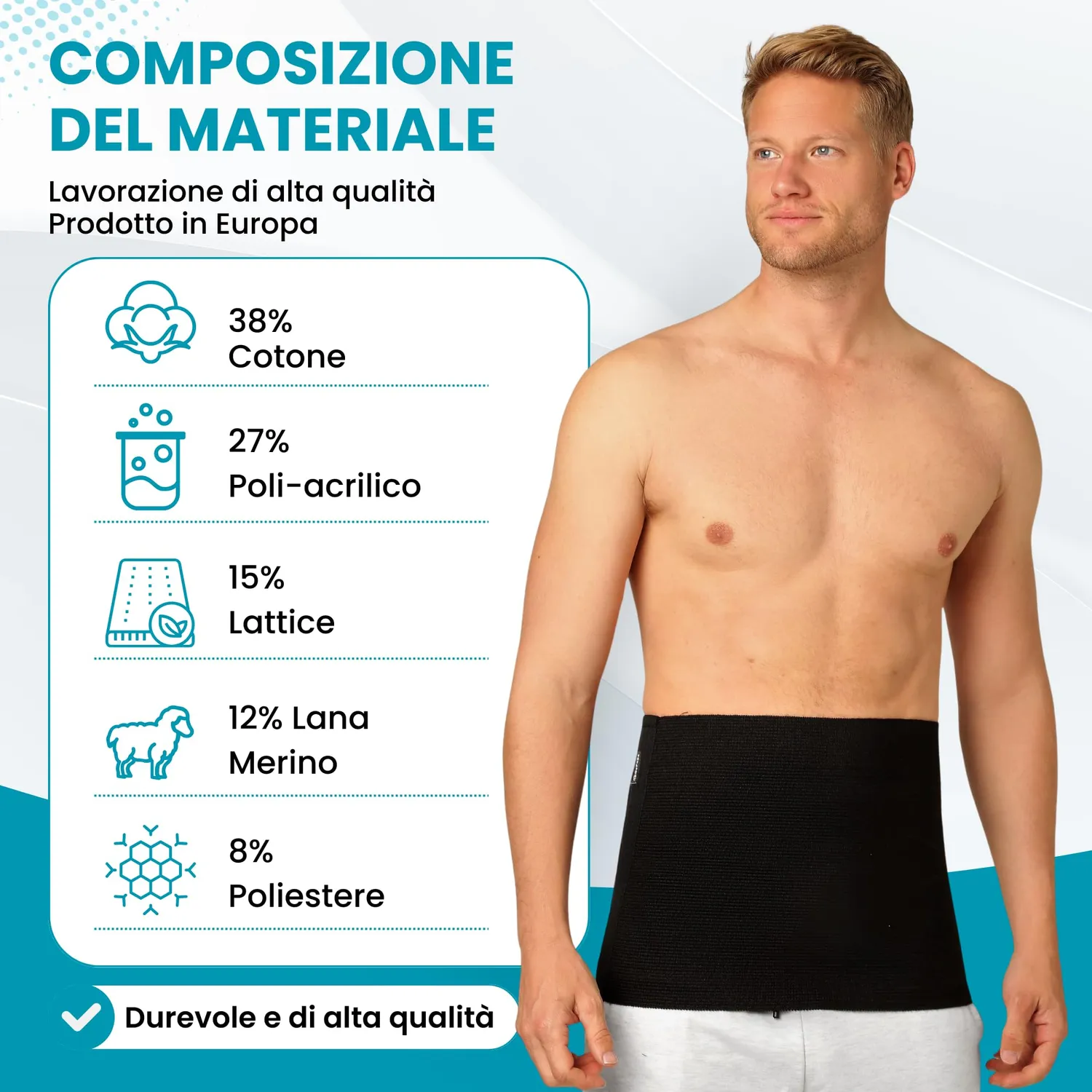 BeFit24 pancera riscaldante lana merino XXL 98-109 cm