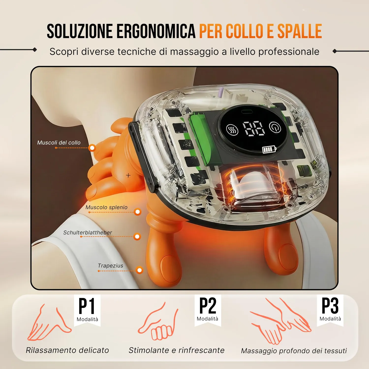 BeFit24 Massaggiatore Cervicale con Calore Ricaricabile