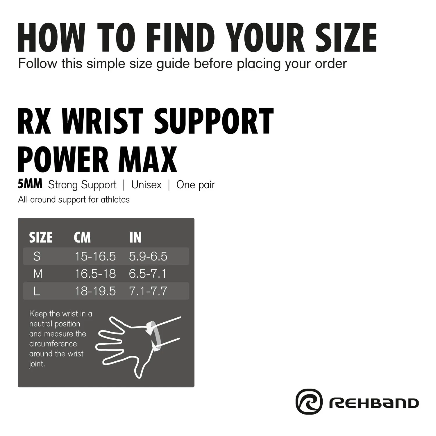 Rehband Power Max WFP polsiera 5mm nera paio