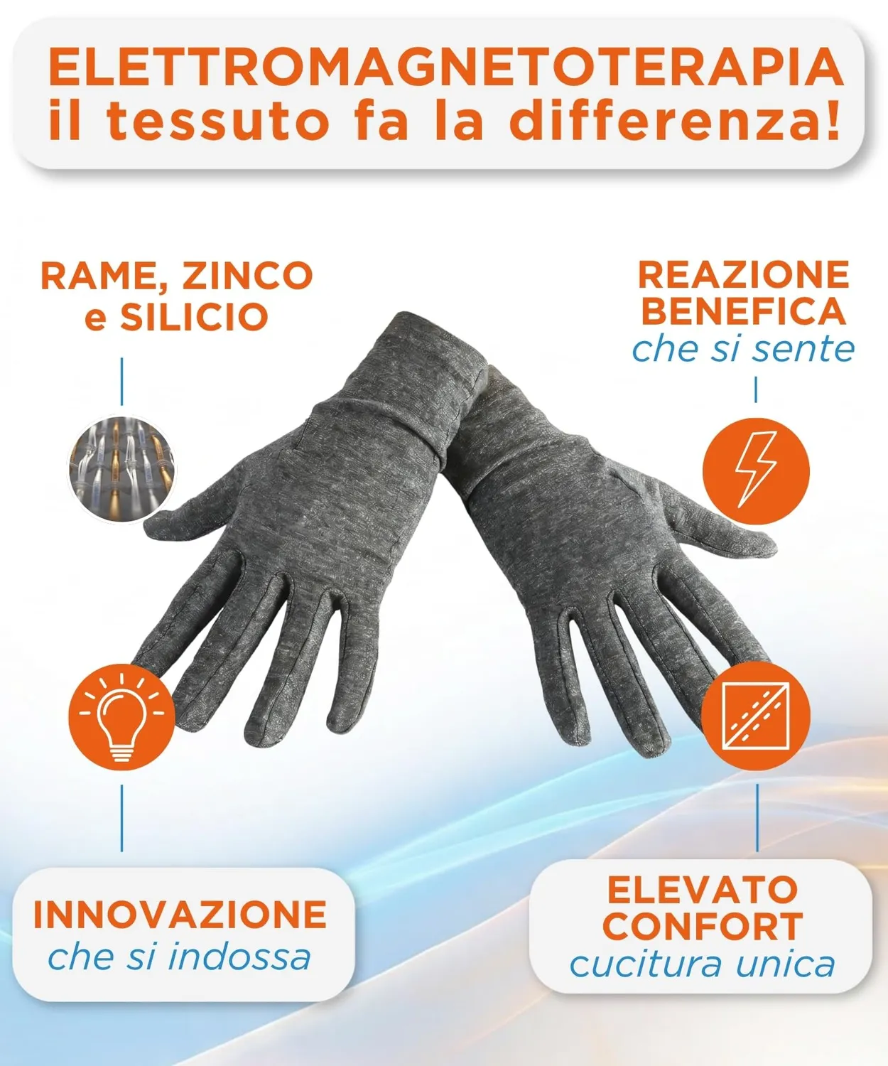 Spikenergy Antidolore guanti magnetoterapia grigi L-XL artrosi