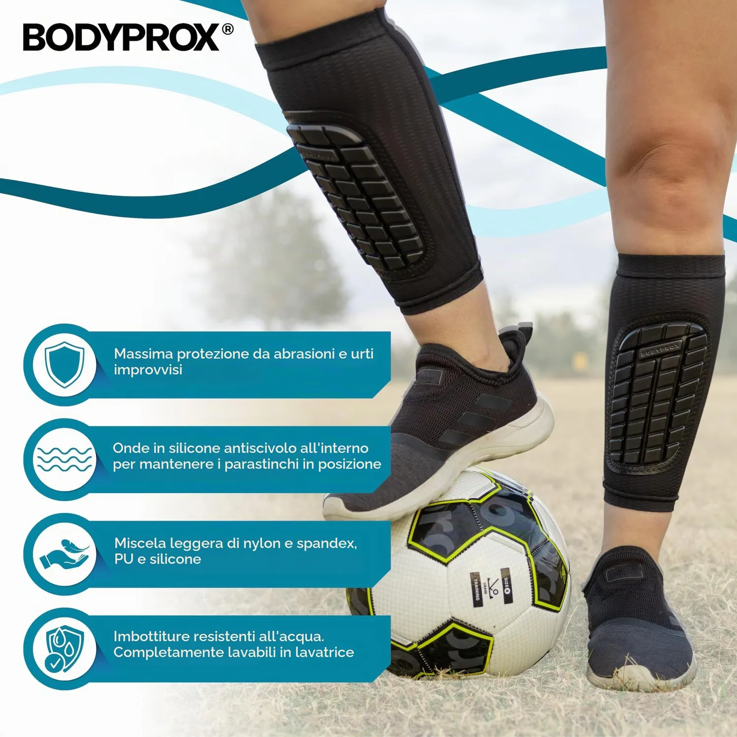 Bodyprox parastinchi calcio M manicotti morbidi