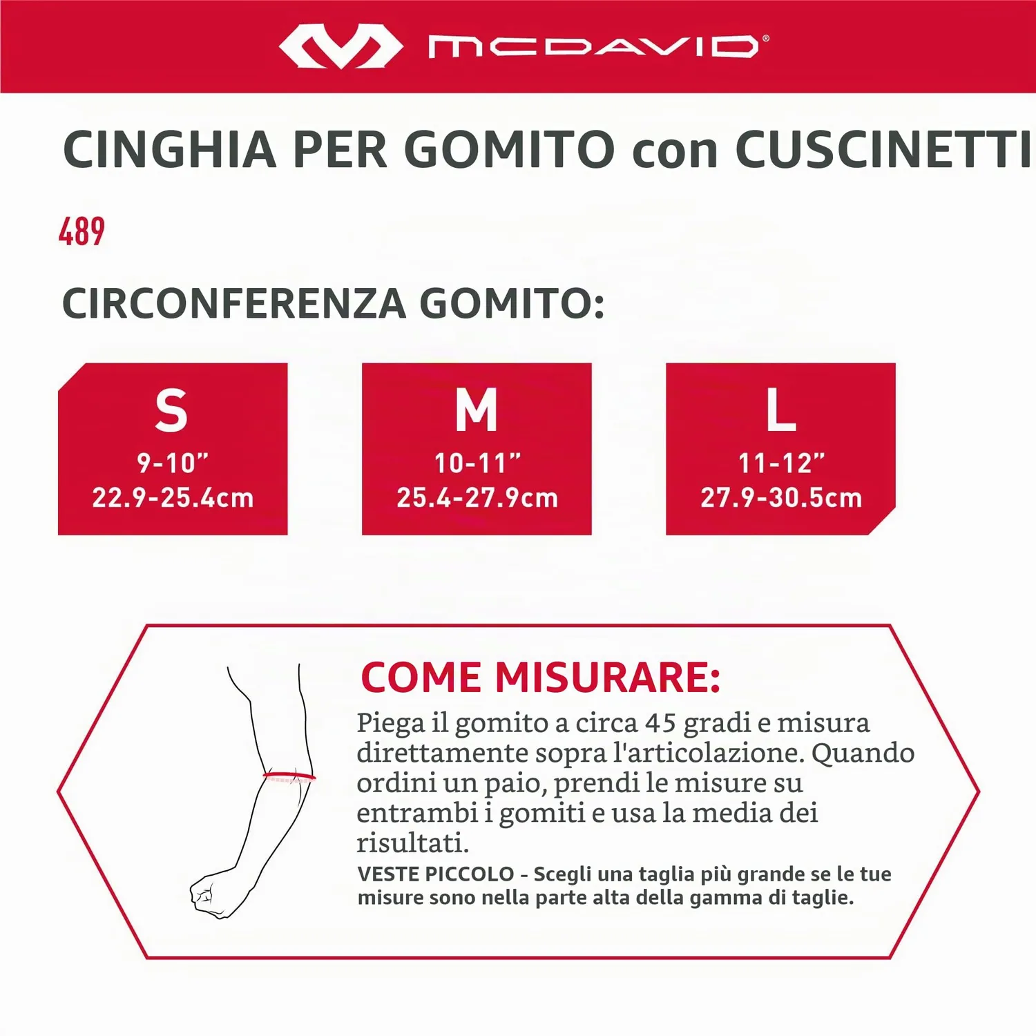 McDavid 489 fascia gomito S nero velcro