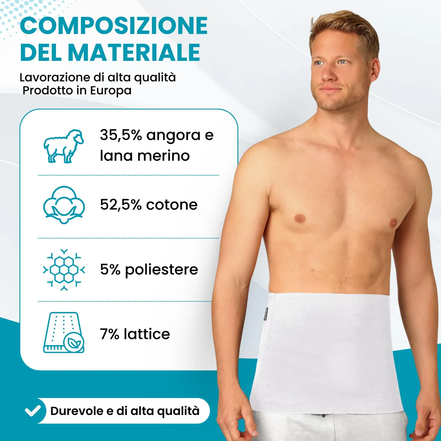 BeFit24 fascia lombare lana angora 74-78 cm termica