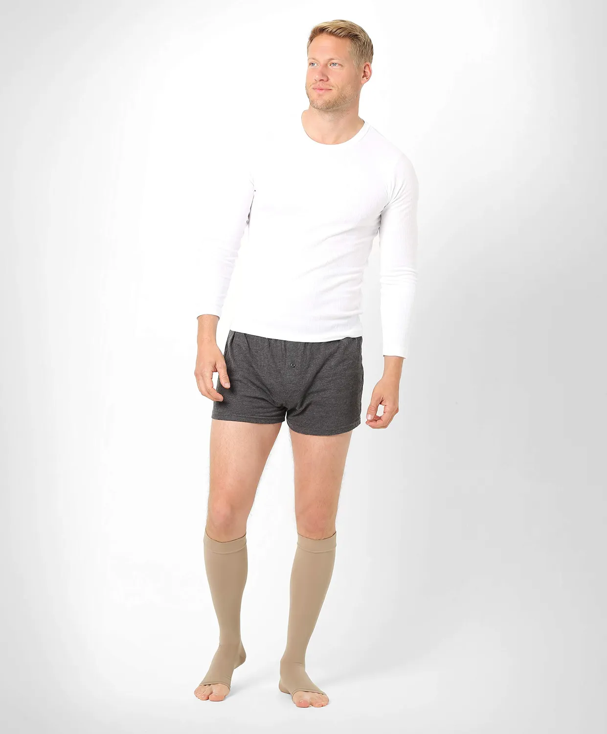 BeFit24 gambaletti compressione punta aperta beige 2 Long
