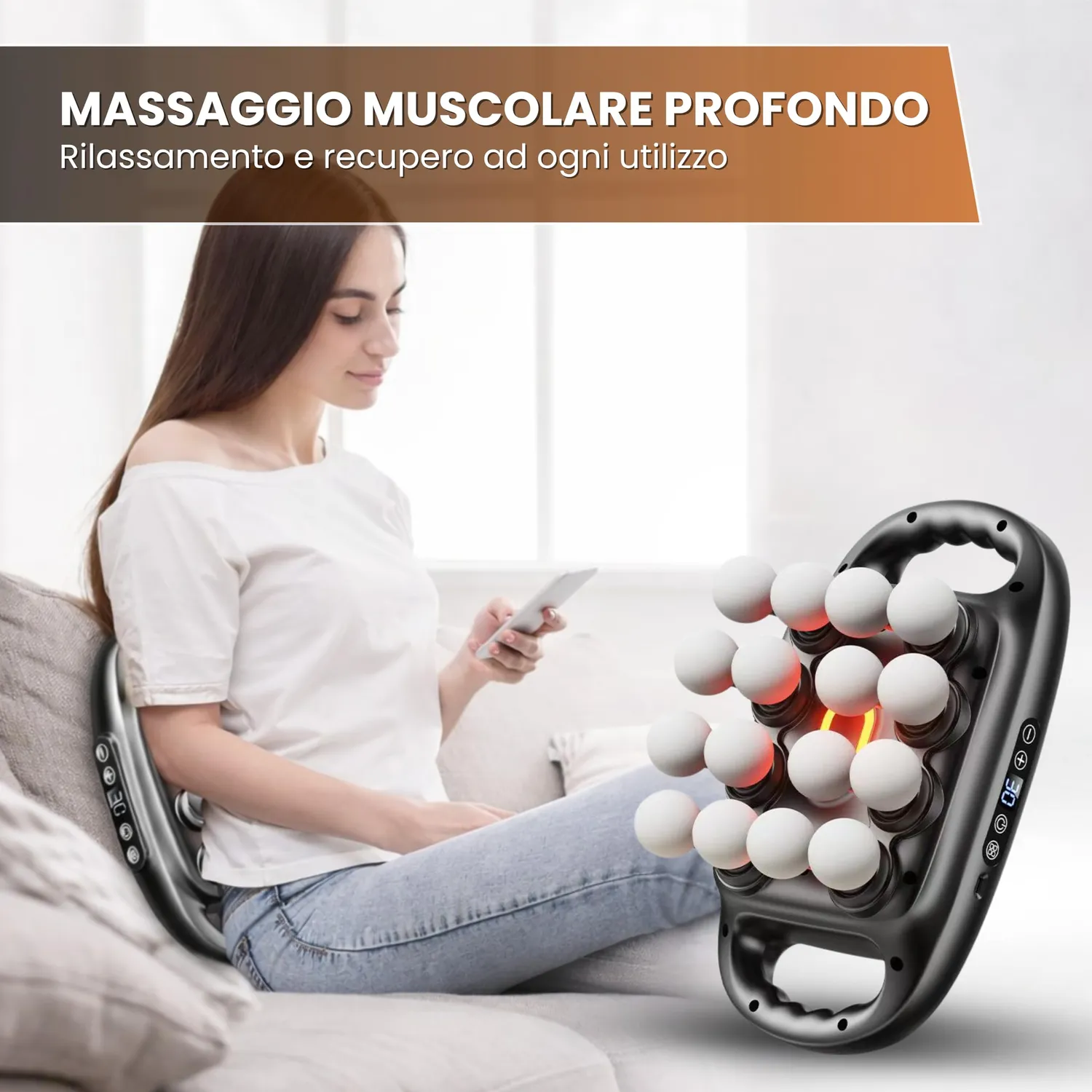 BeFit24 pistola massaggiante calore 16 testine USB-C intenso