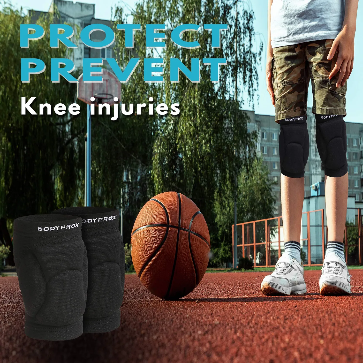 Bodyprox Junior 8-13 Anni Ginocchiere Pallavolo Nero Antiscivolo