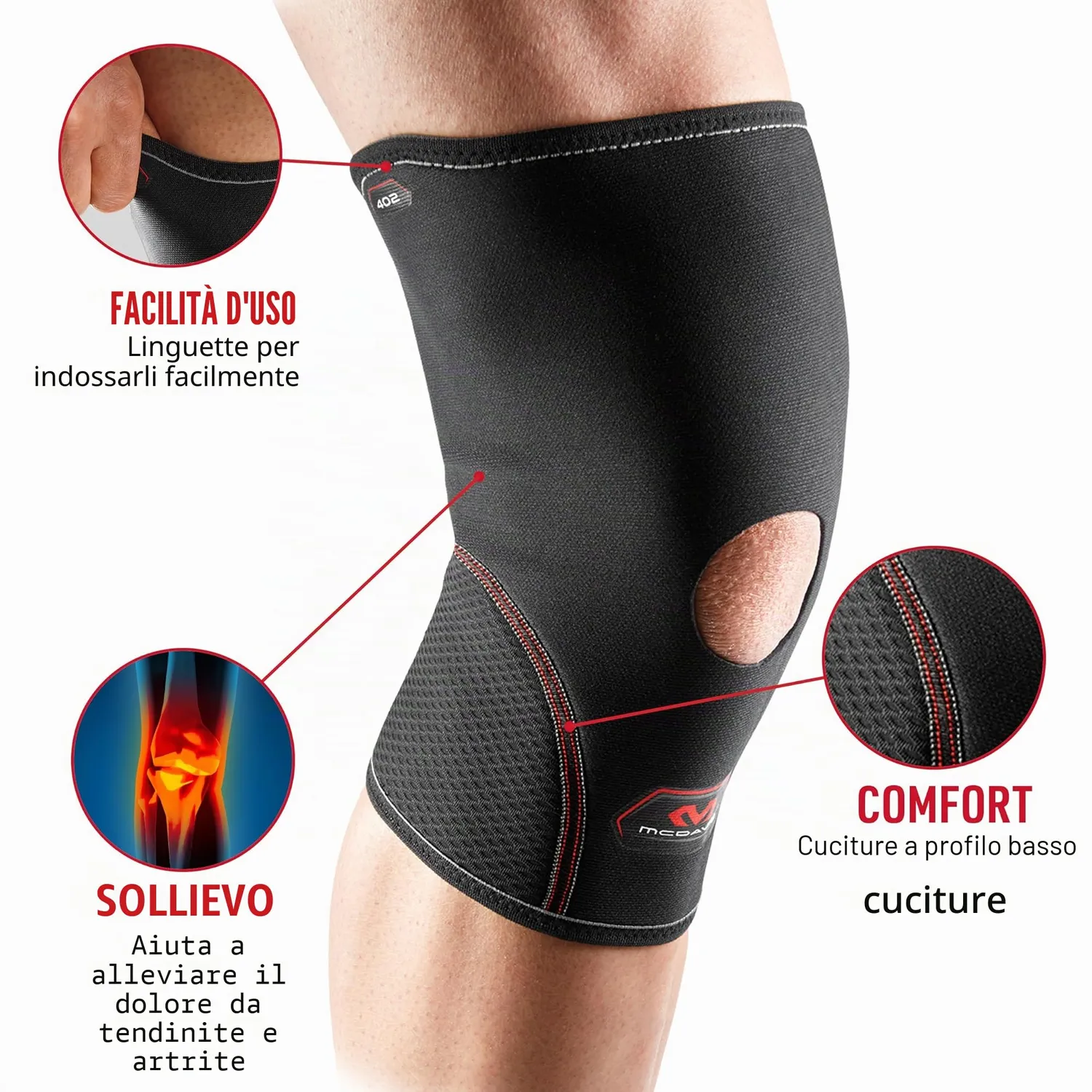 McDavid Apertura Rotula ginocchiera neoprene L nera
