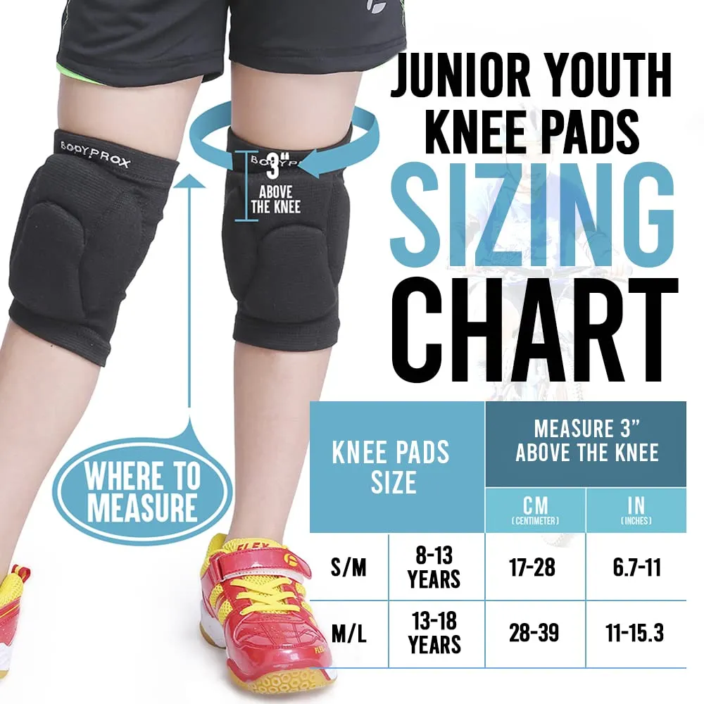 Bodyprox Junior 8-13 Anni Ginocchiere Pallavolo Nero Antiscivolo