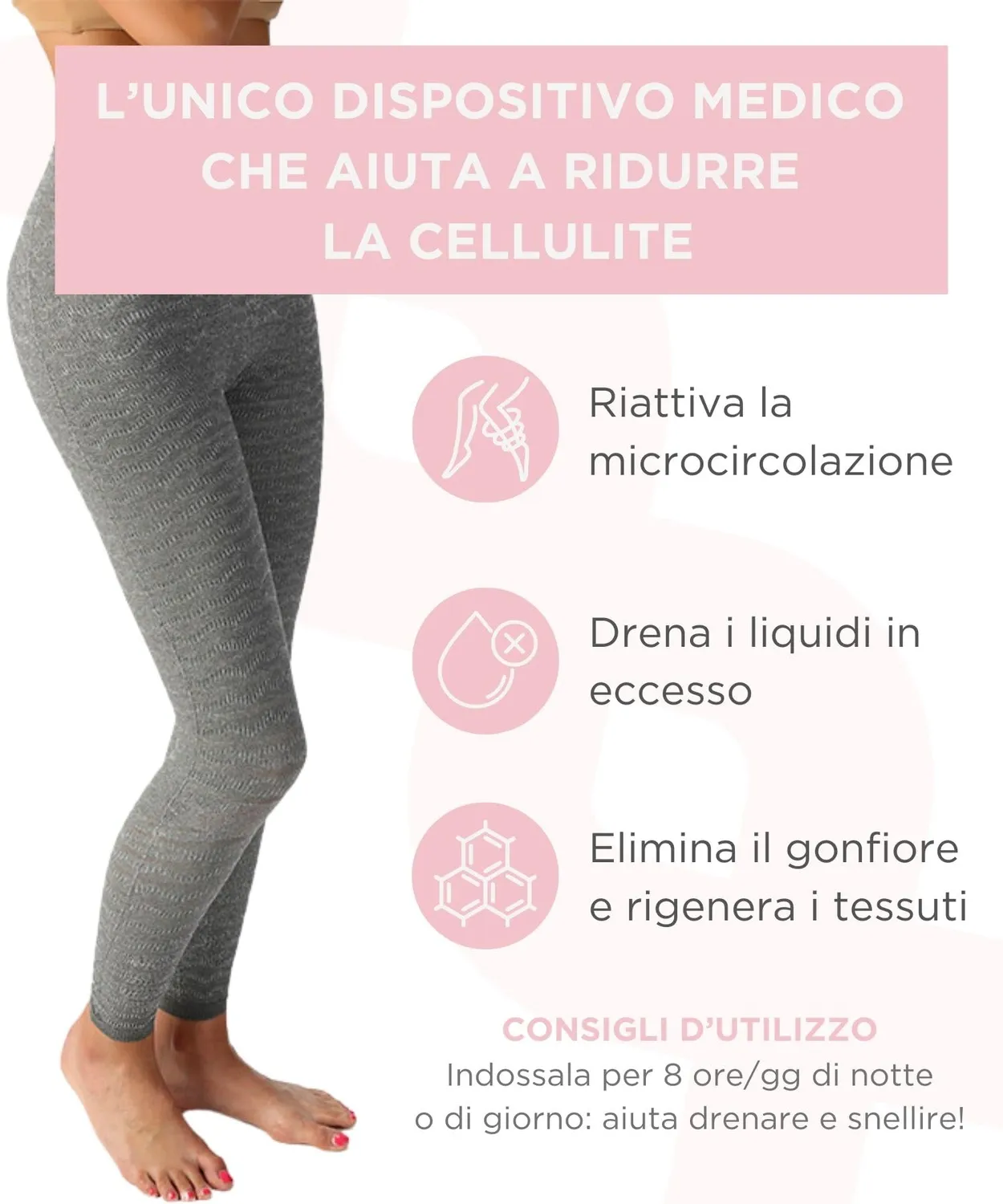Spikenergy Spikecell leggings anticellulite L grigio drenanti