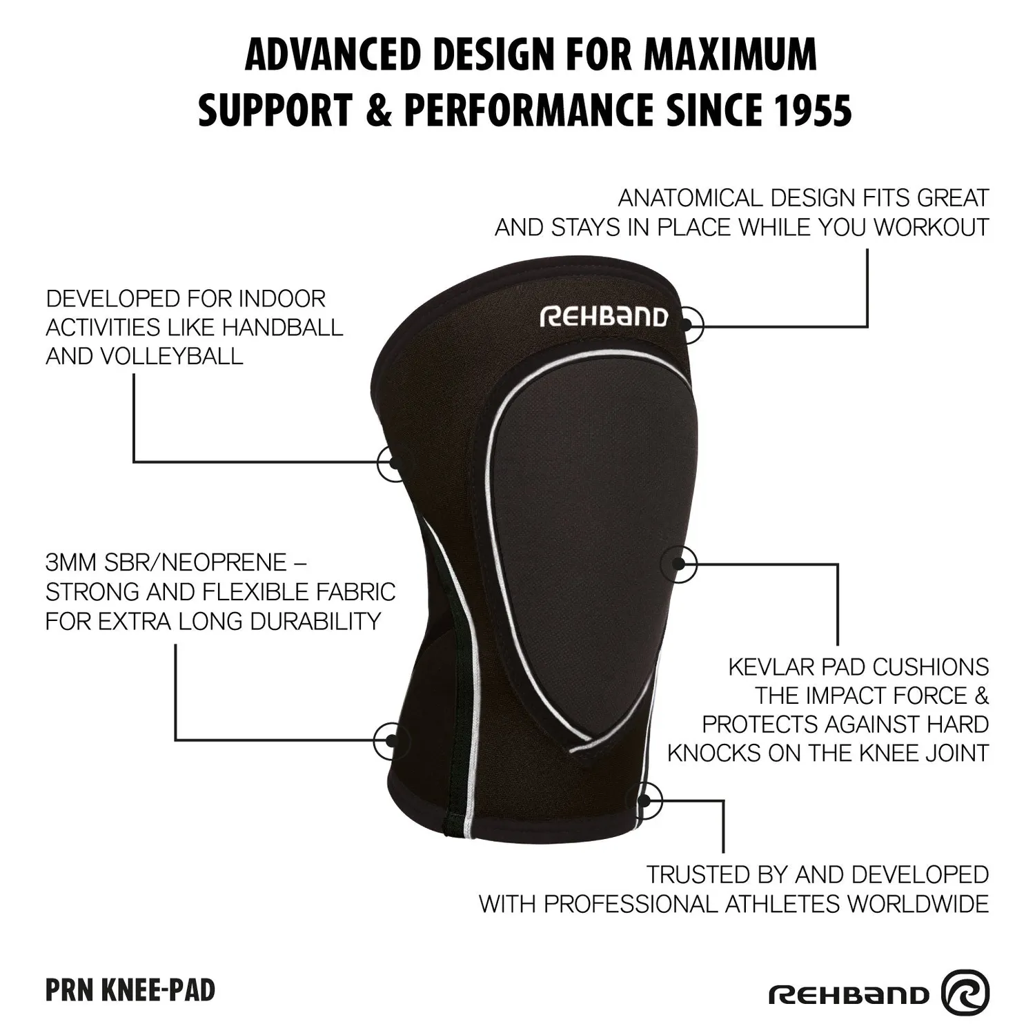 Rehband PRN Knee Pad 3mm ginocchiera nero singolo