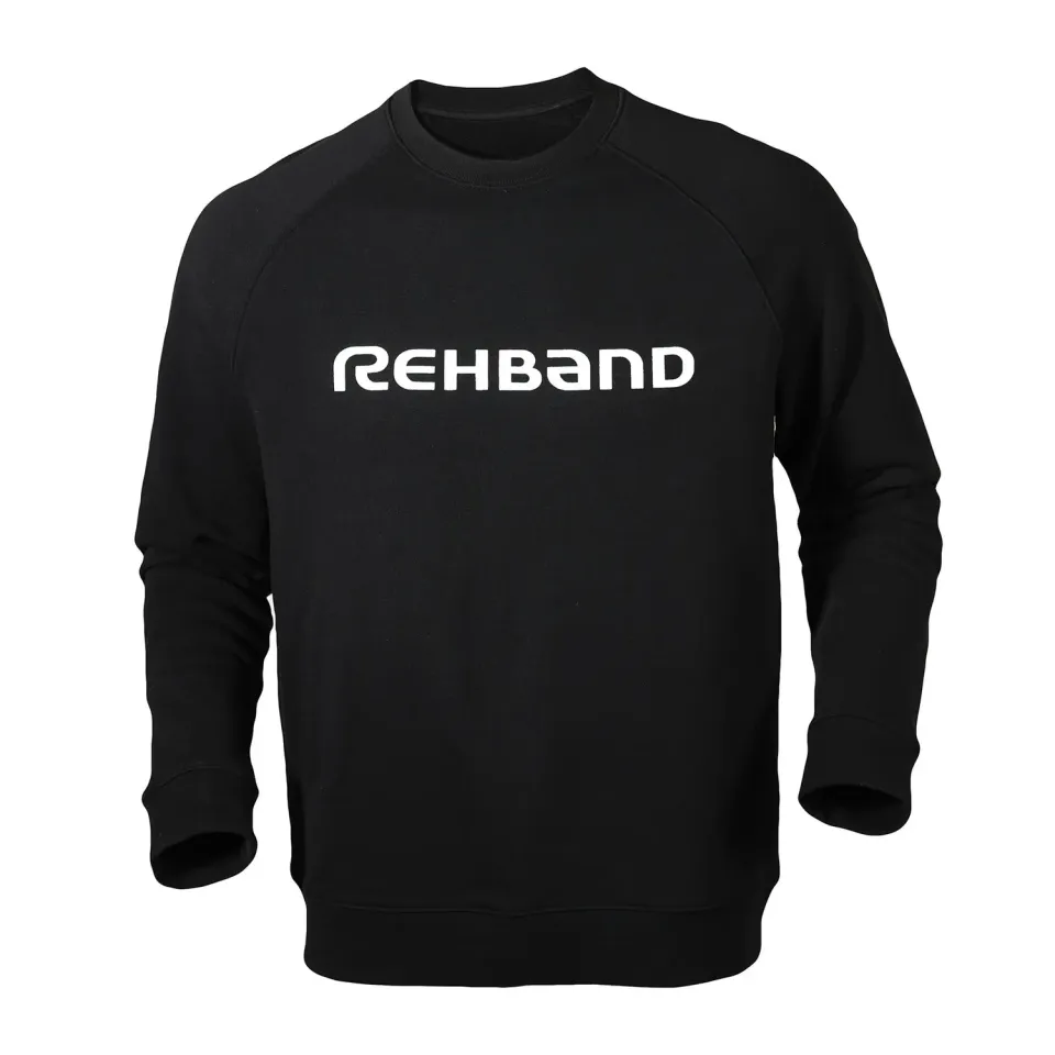 Rehband Logo Sweatshirt Felpa Uomo Nero cotone sportivo