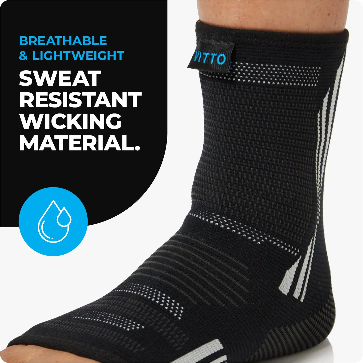 VITTO Cavigliera compressione con fascia nero XL stabilizzante