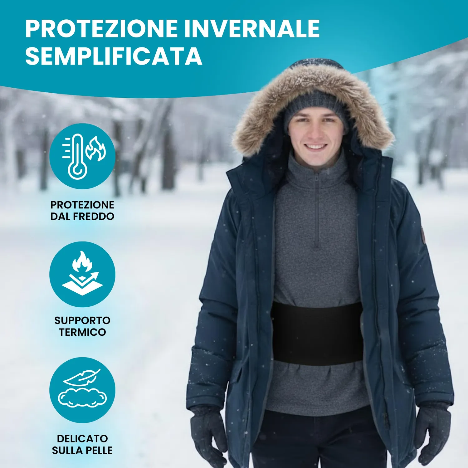 BeFit24 pancera riscaldante lana merino XXL 98-109 cm