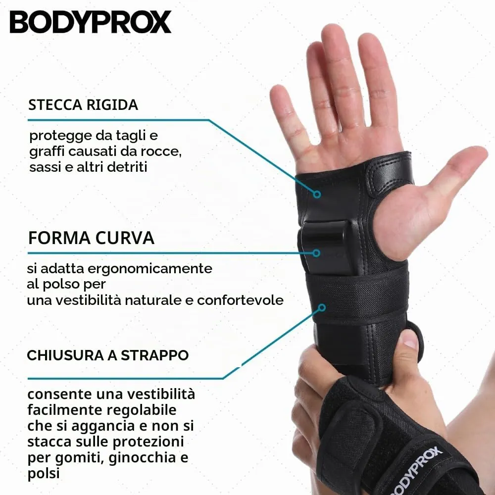 Bodyprox Set Protezioni skate M ginocchia gomiti polsi