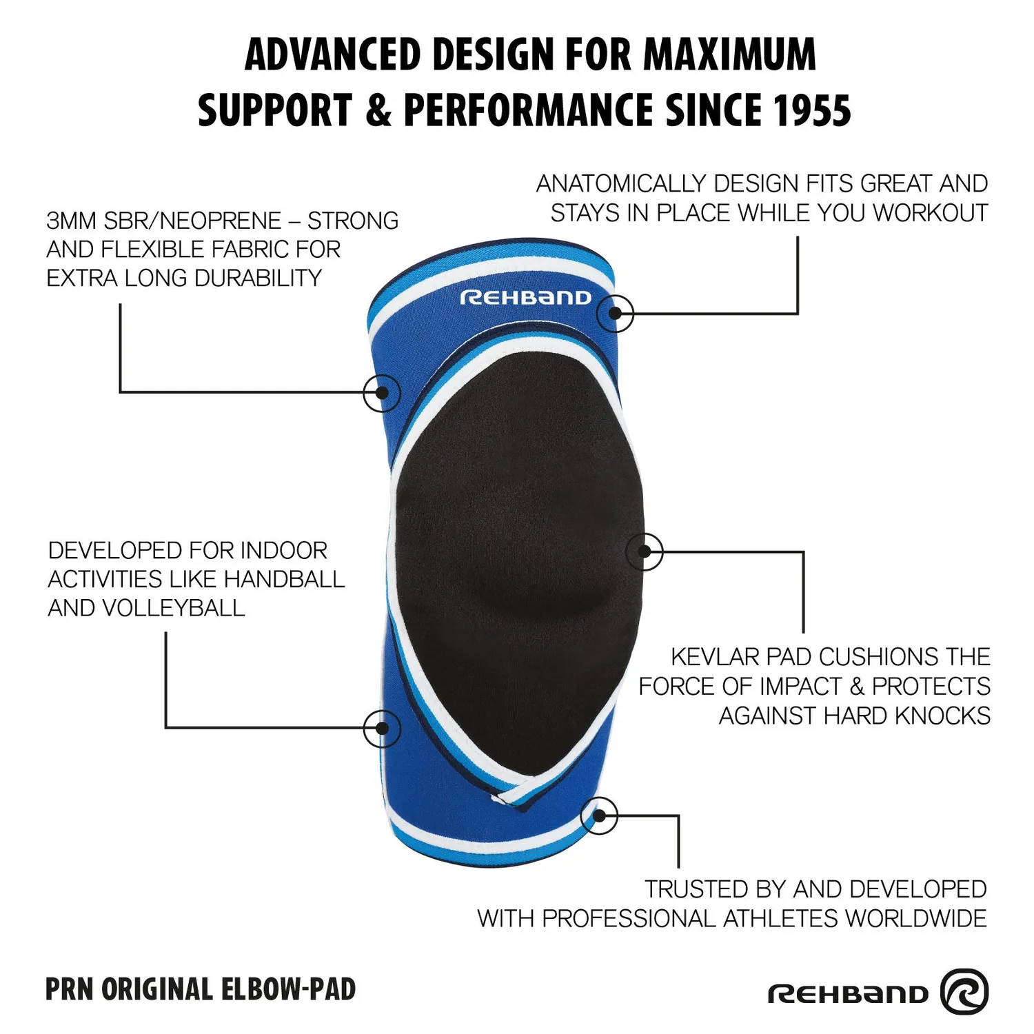 Rehband PRN Original Gomitiere Blu Singola Protezione 3 mm