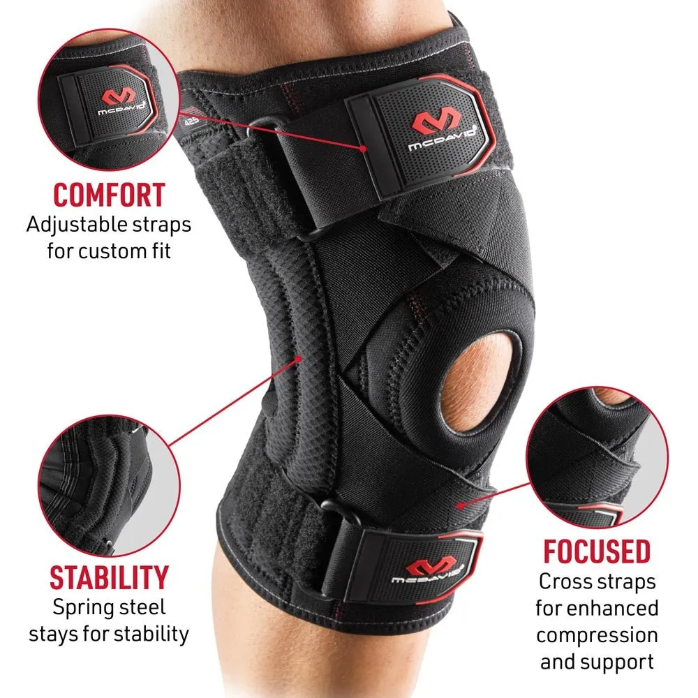 McDavid 425 ginocchiera nera stecche e cinghie