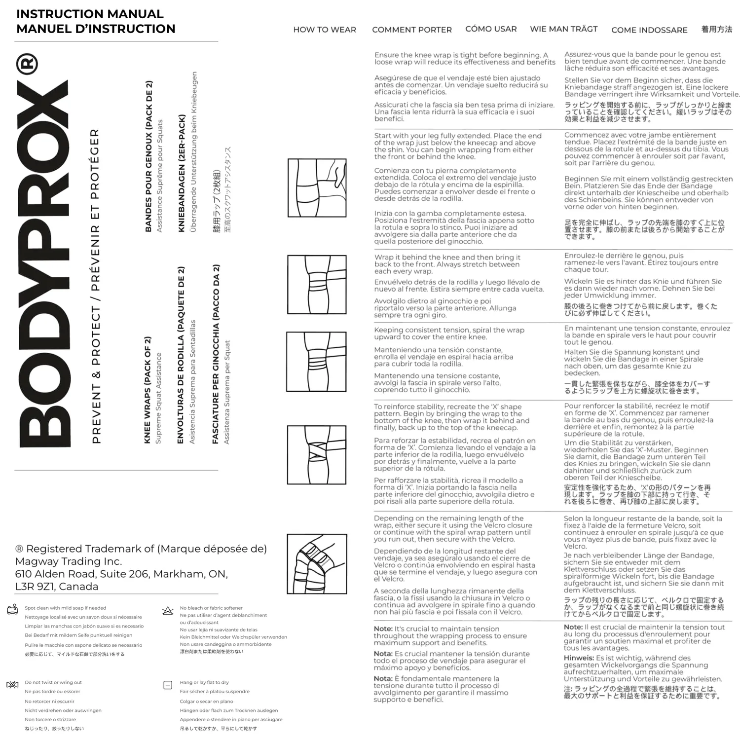 Bodyprox Fasce Ginocchia elastiche 193 cm compressione forte