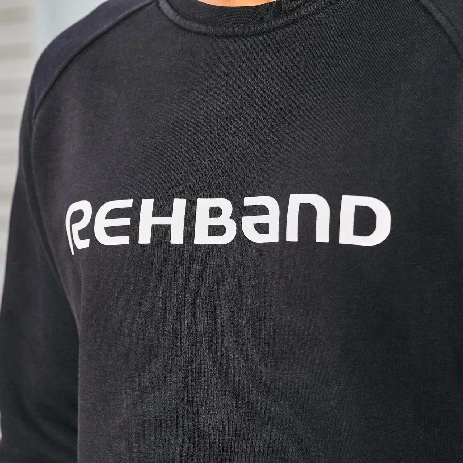Rehband Logo Sweatshirt Felpa Uomo Nero cotone sportivo