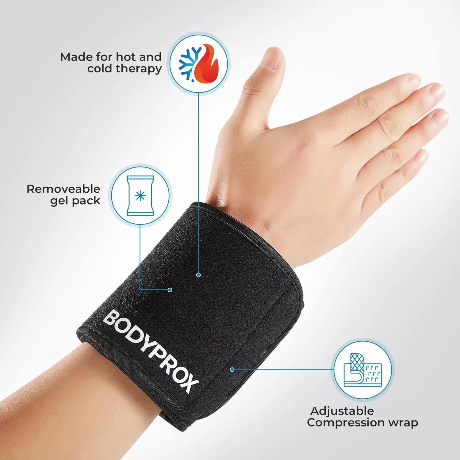 Bodyprox Hot Cold impacco gel nero 11x19 cm mani libere