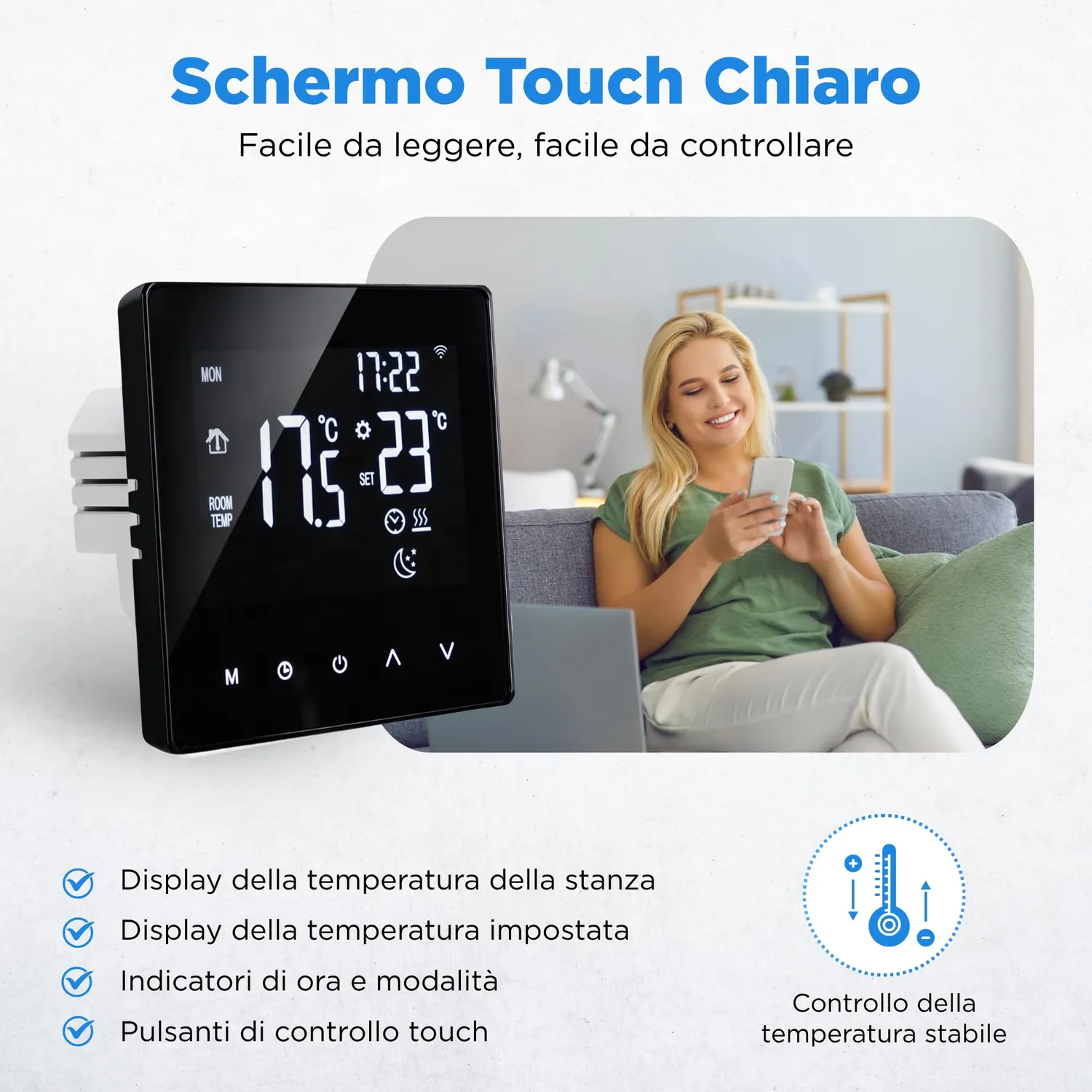 BeFit24 termostato wifi riscaldamento a pavimento 16A 3600W