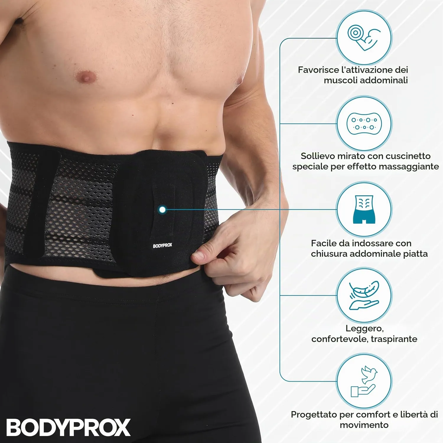 Bodyprox tutore schiena fascia lombare L nera
