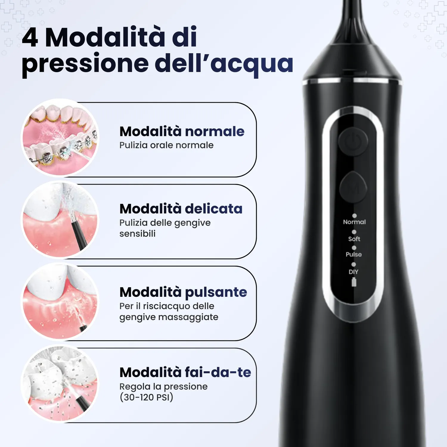 BeFit24 Water Flosser 320ml idropulsore portatile 4 modi