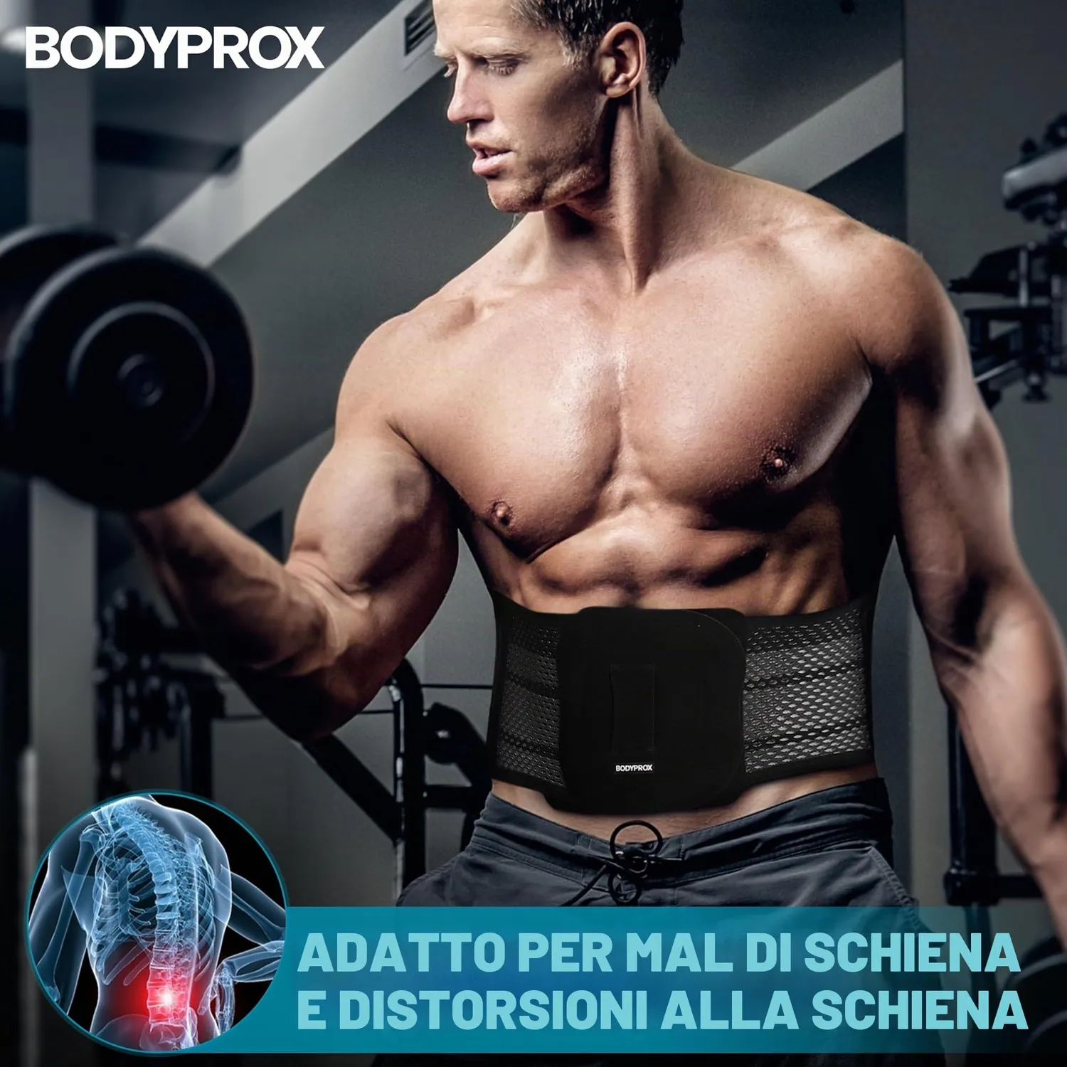Bodyprox tutore schiena fascia lombare L nera