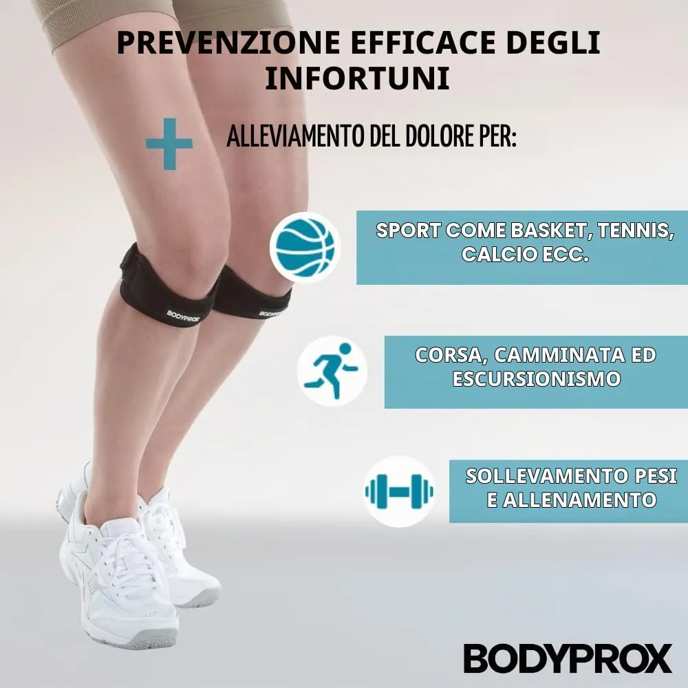 Bodyprox Cinturino Ginocchio Rotula x2 con Gel Sottorotuleo