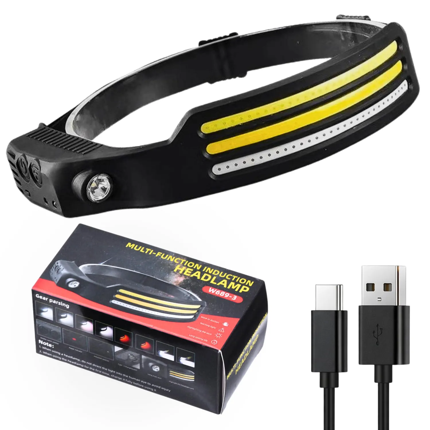 BeFit24 Torcia Frontale LED 98g USB-C 230° con Sensore