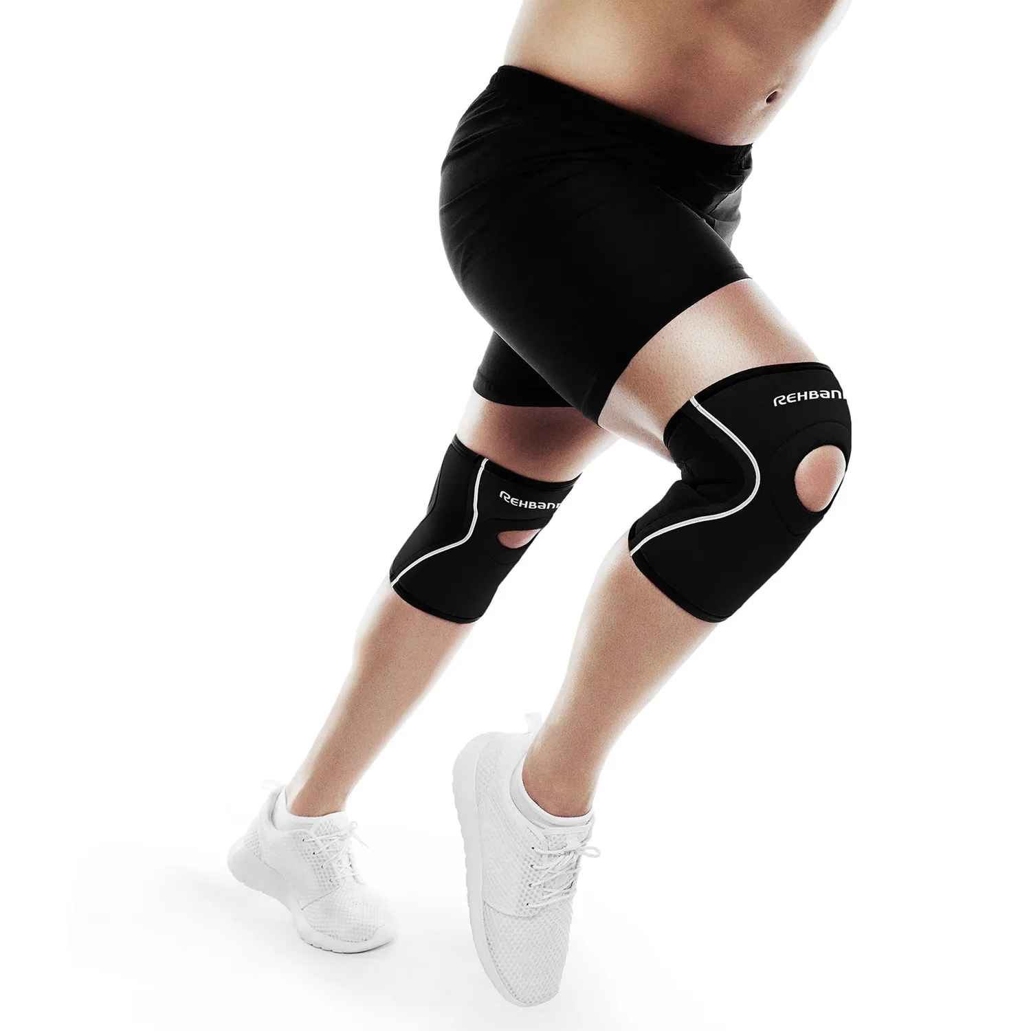 Rehband Open-Patella Knee Sleeve ginocchiera nero singolo