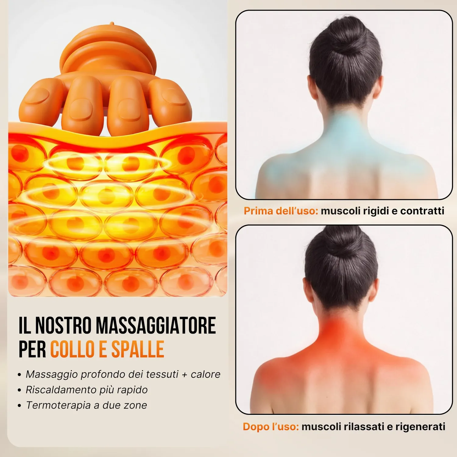 BeFit24 Massaggiatore Cervicale con Calore Ricaricabile