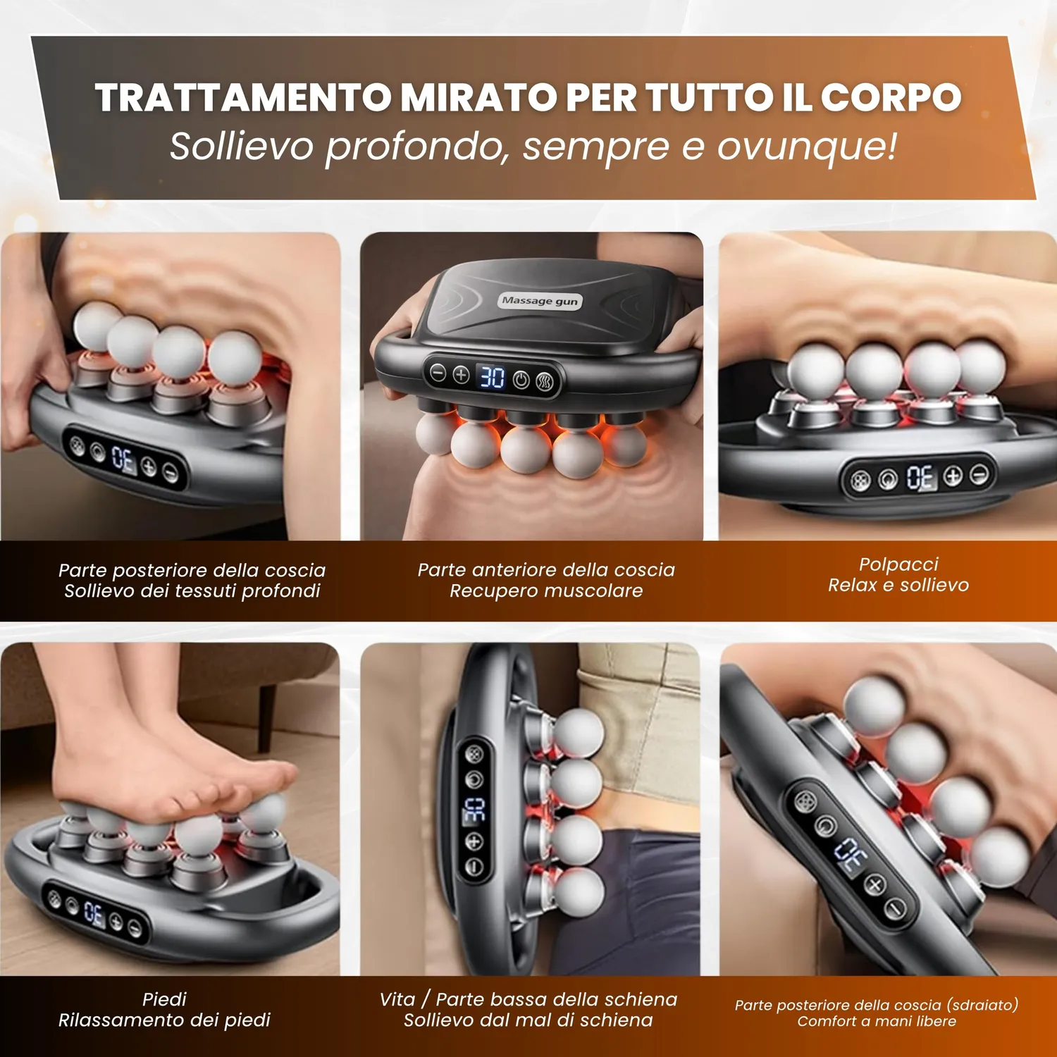 BeFit24 pistola massaggiante calore 16 testine USB-C intenso