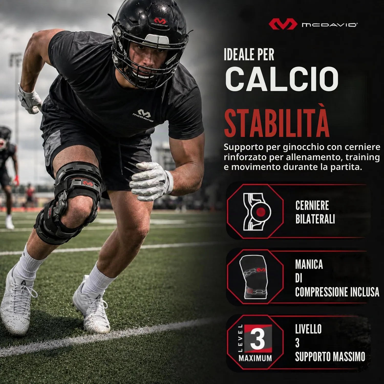 McDavid Bio-Logix 4200R ginocchiera nera L cerniere