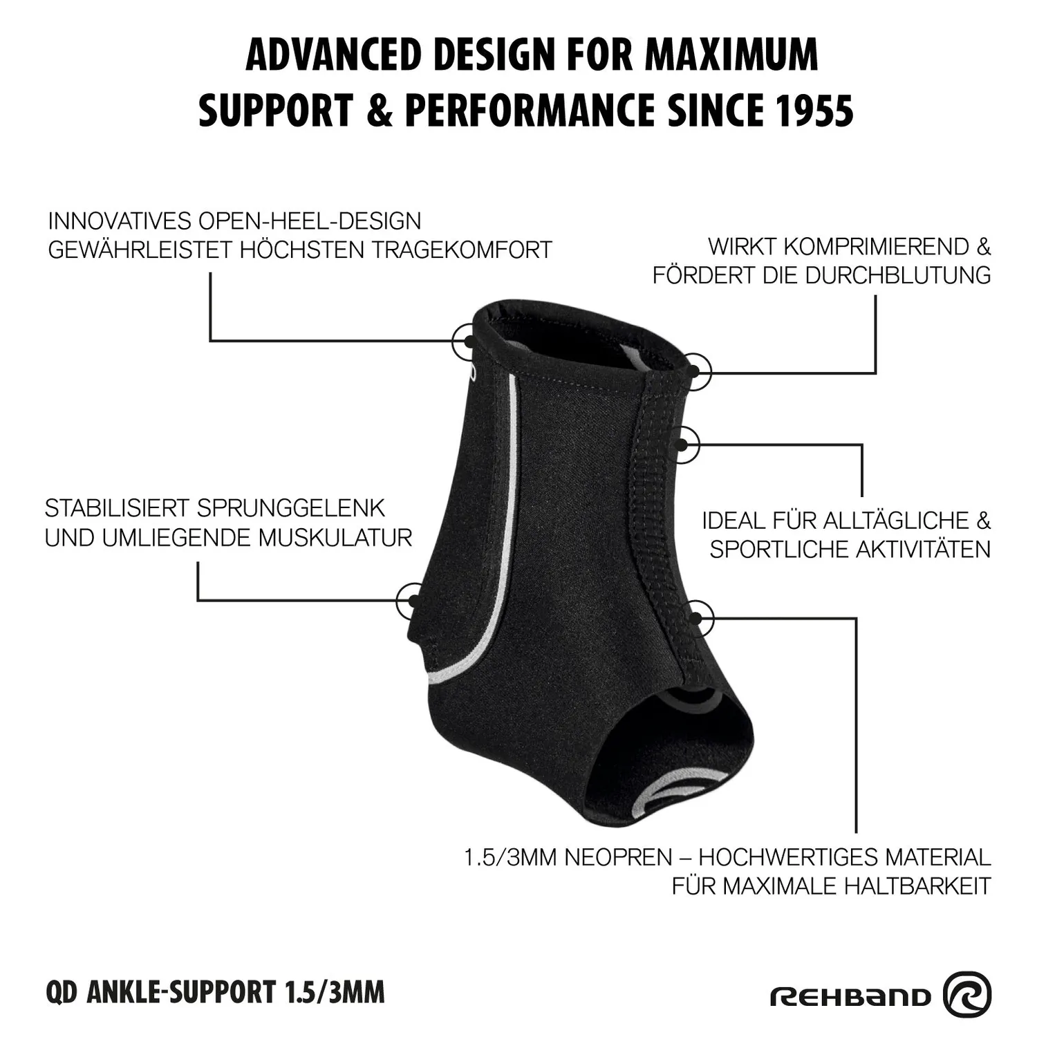 Rehband QD Ankle Cavigliera 3mm Nero singolo