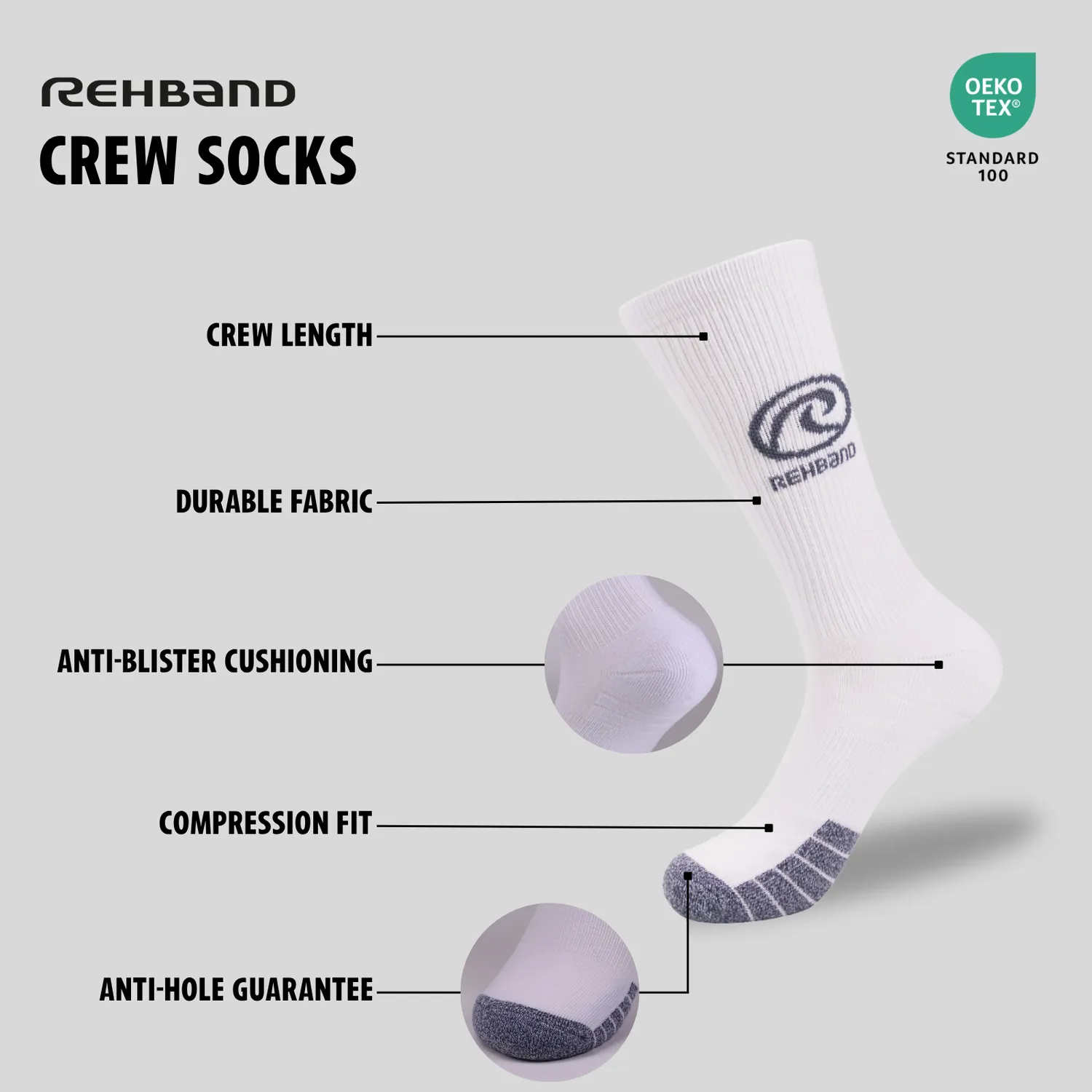 Rehband RX calzini sportivi crew 3 paia traspiranti antivescica