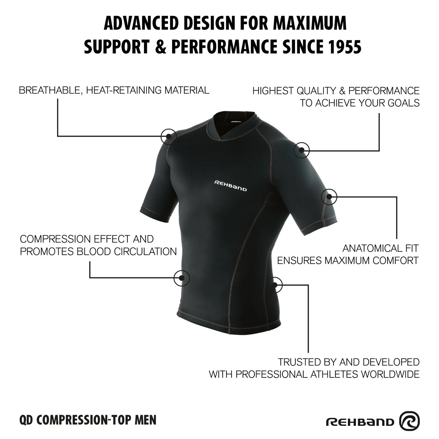Rehband QD Compression Top maglia uomo nero