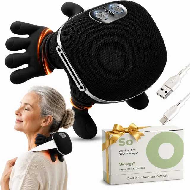 BeFit24 Massaggiatore Cervicale 4D Cuscino Nero con Calore