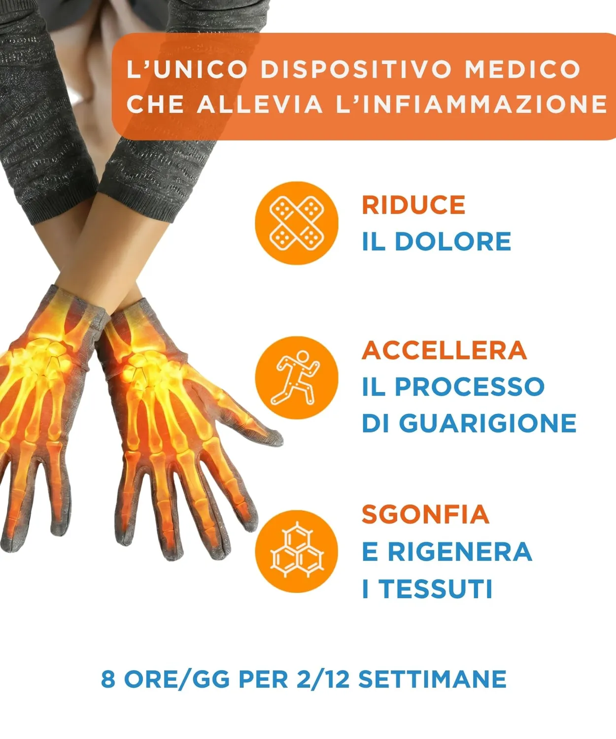 Spikenergy Antidolore guanti magnetoterapia grigi L-XL artrosi