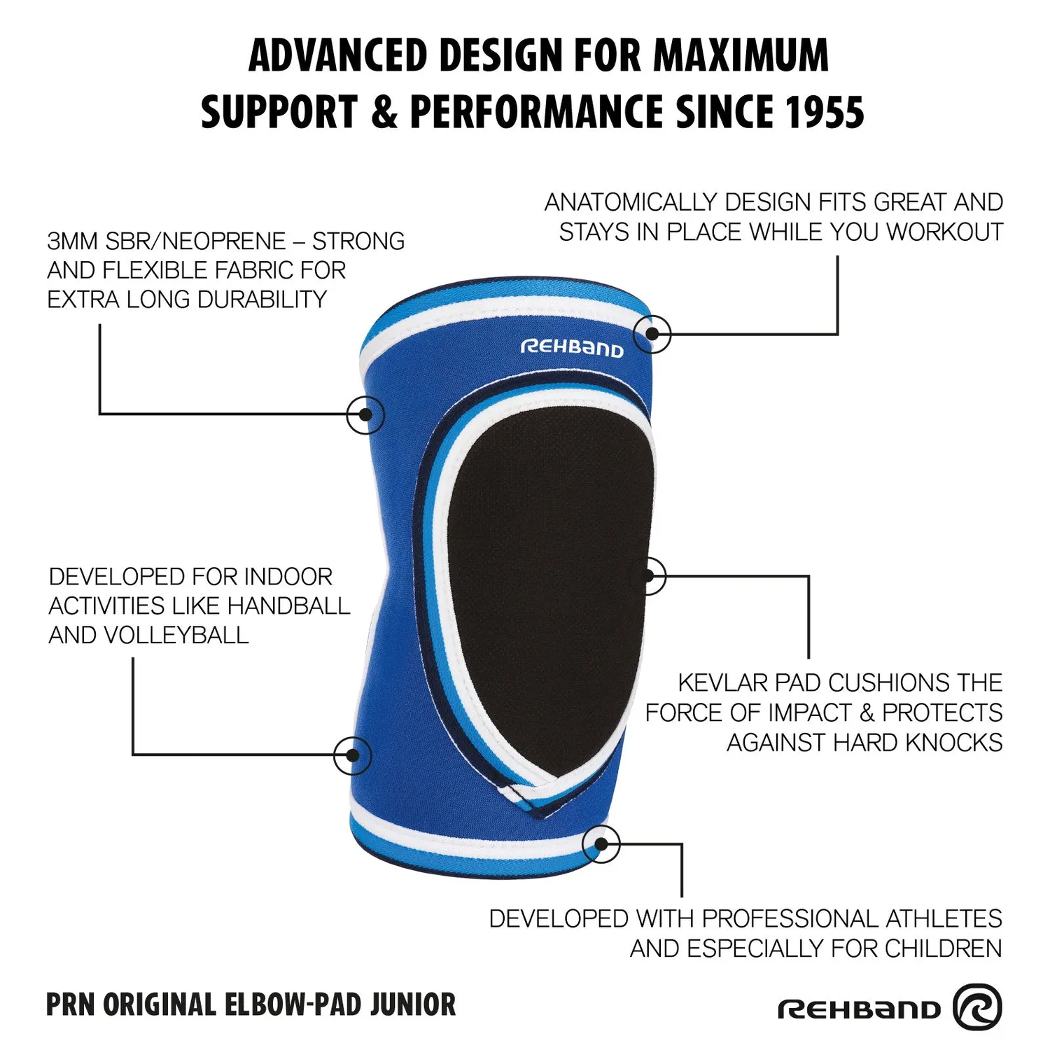 Rehband PRN Original Elbow Pad Junior gomitiera blu